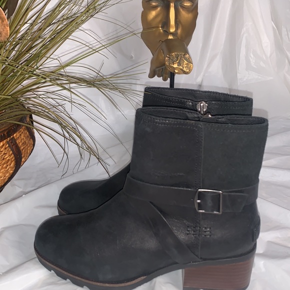 SOREL Black Cate Buckle Waterproof Leather Boots Size 8 - Picture 6 of 13